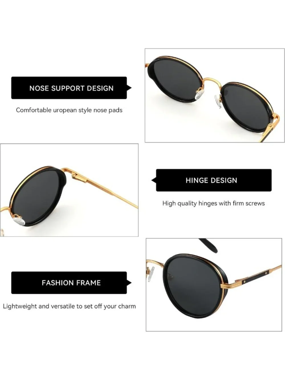 Retro Round Polarized Steampunk Sunglasses - Vintage Metal Frame UV400 Shades